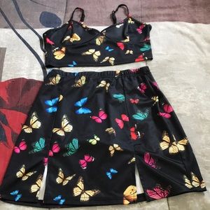 Two Piece Butterfly Set (Half Bra & Skirt)